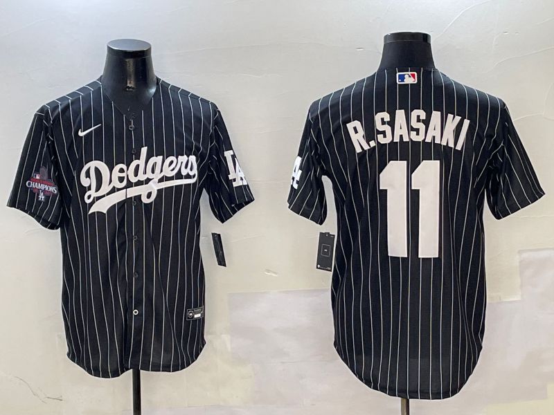 Men Los Angeles Dodgers #11 R.Sasaki Black Stripe Jointly Name 2025 Nike MLB Jersey style 3->los angeles dodgers->MLB Jersey